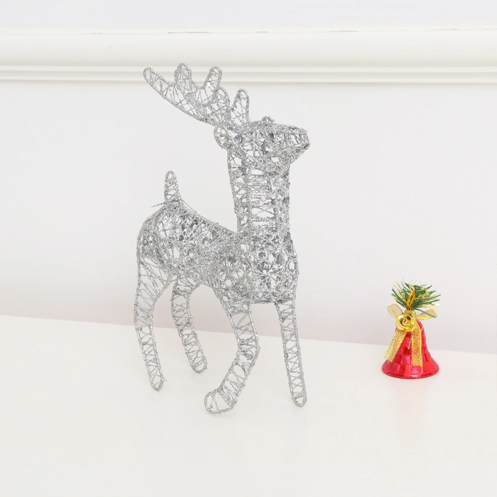 Lovely Elk Shape Desktop Ornament Creative Elk Birthday Party Prop for Home Desktop Decor (Silver)