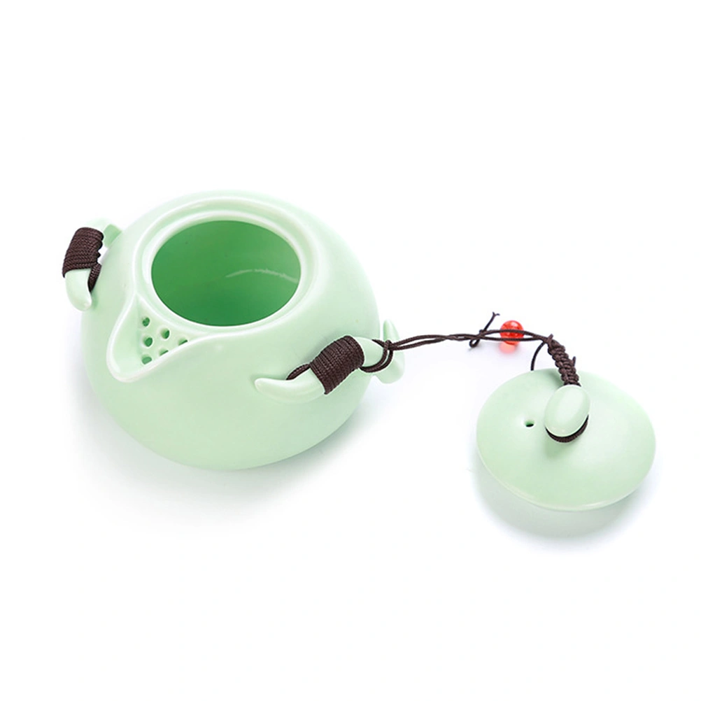 Portable Travel Tea Set Porcelain Kung Fu Tea Ware with a Teapot & 2 Teacups & Travel Bag - Green