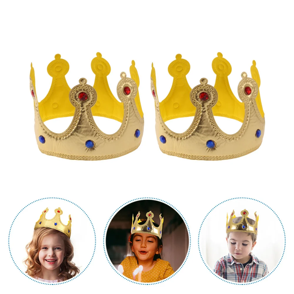 2Pcs Kids King Crowns Costume Accessories Stage Performance Props Child Crowns