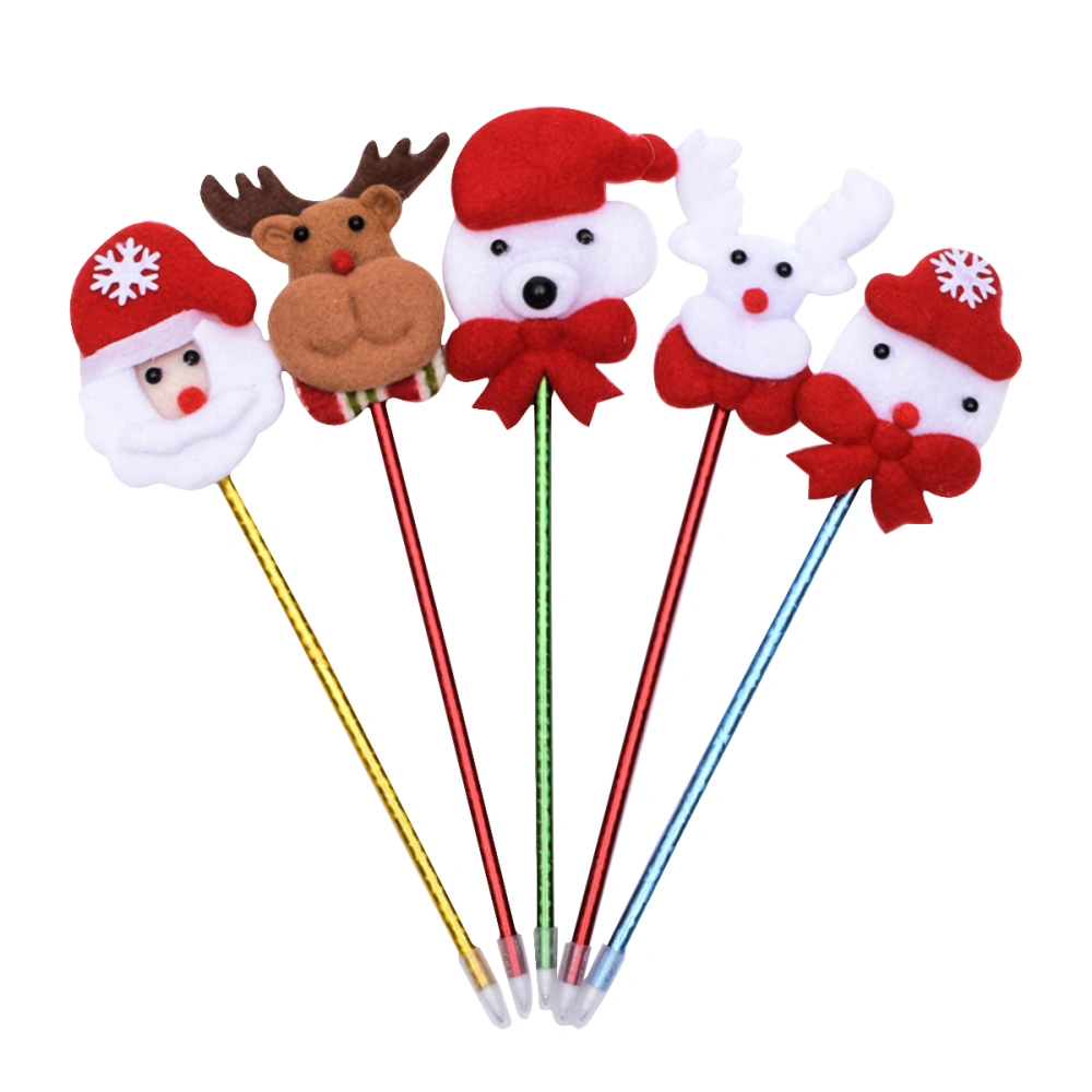 5PCS Funny Pens LED Christmas Style Luminous Pens Party Prop for Christmas Festival (Random Color and Style)