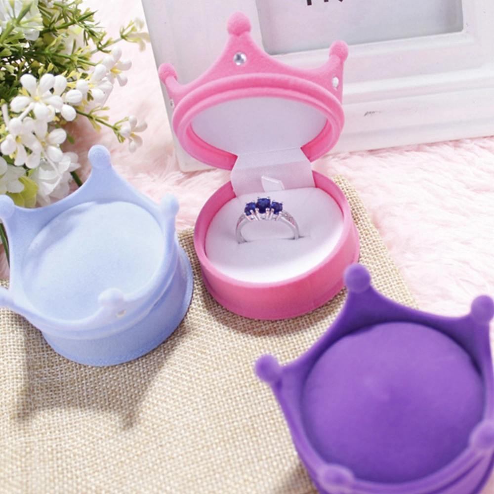 2pcs Fashion Jewelry Box Crown Shaped Earring Case Ear Stud Storage Box Wedding Jewelry Gift Holder (Blue + Pink)