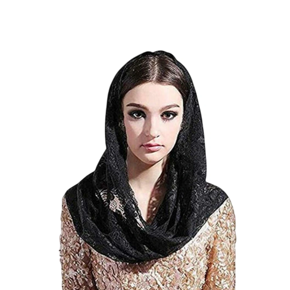 Catholicism Lace Veil Women Scarf Veil Creative Neckerchief Head Covering Mass Scarf Black