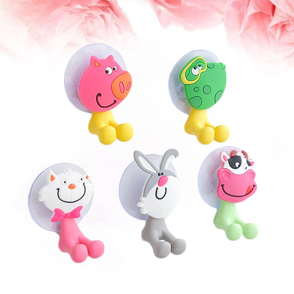 10PCS Cartoon Toothbrush Rack Suction Cup Toothbrush Holder Creative Animal Wall Hanging Brush Stand Hook for Home Kids Bathroom (Pig, Rabbit, Frog, Cat, Cow, Each Style 2PCS, Random Color)