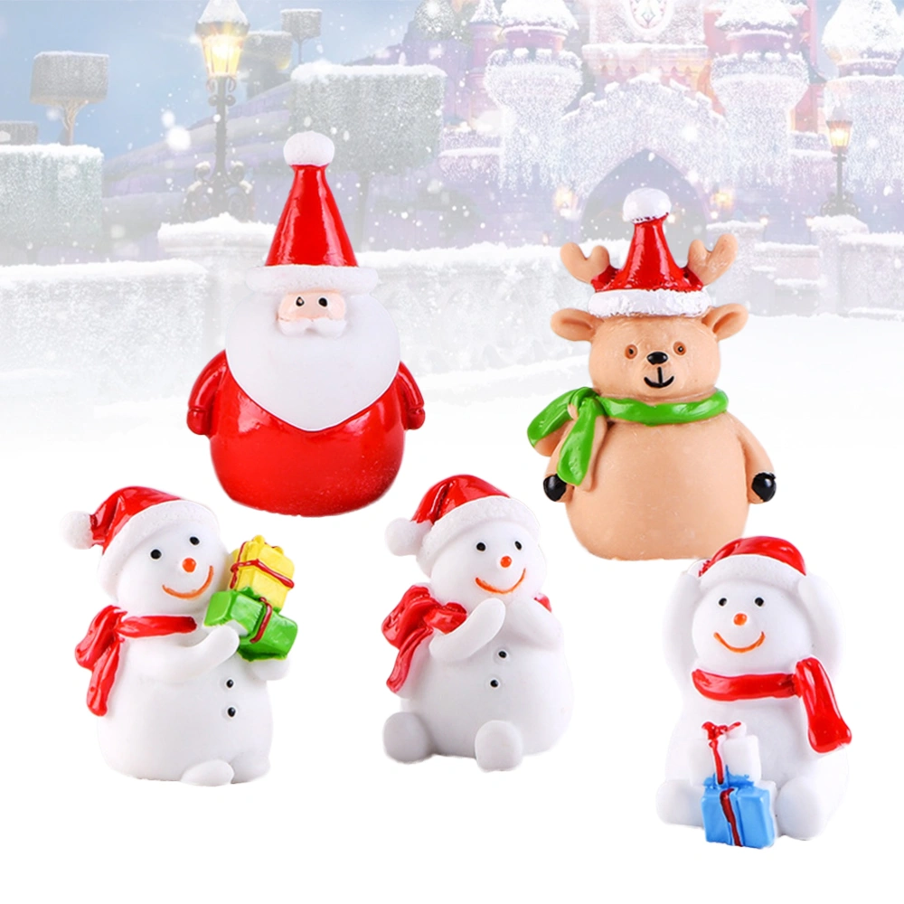 21pcs Christmas Miniature Ornaments Santa Claus and Snowman Resin Doll Desktop Decoration Crafts (7 Patterns, 3 of each)