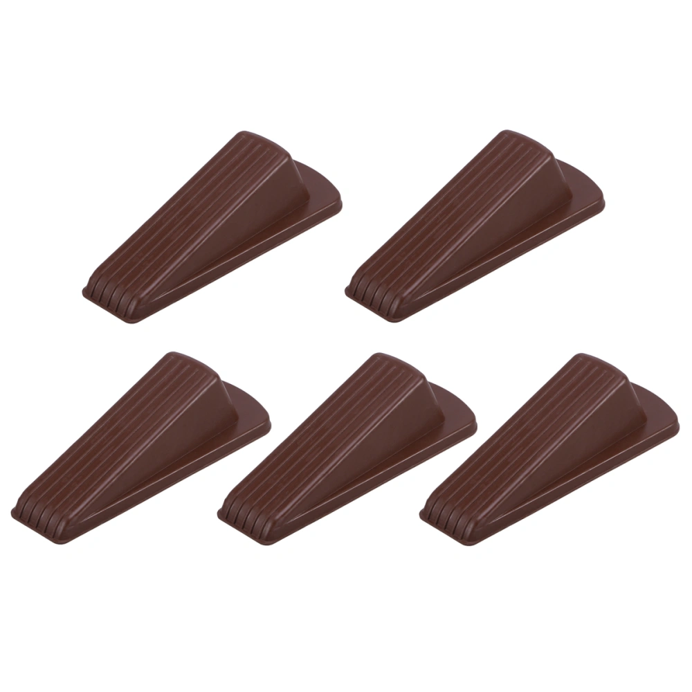 5pcs Rubber Door Stopper Premium Heavy Duty Non-Scratching Door Stop Wedge Door Holder (Brown)