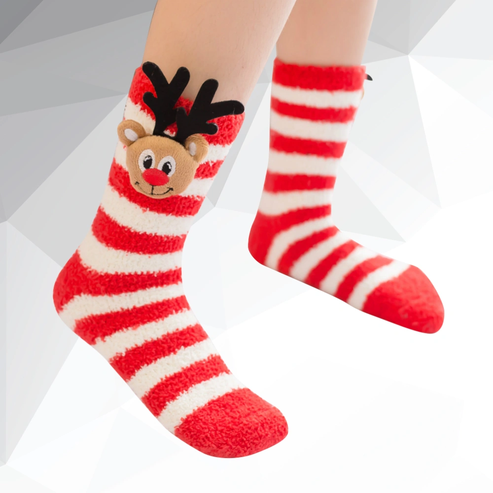 Adults Fuzzy Deer Floor Socks Warm Women Men Christmas Holiday Stockings