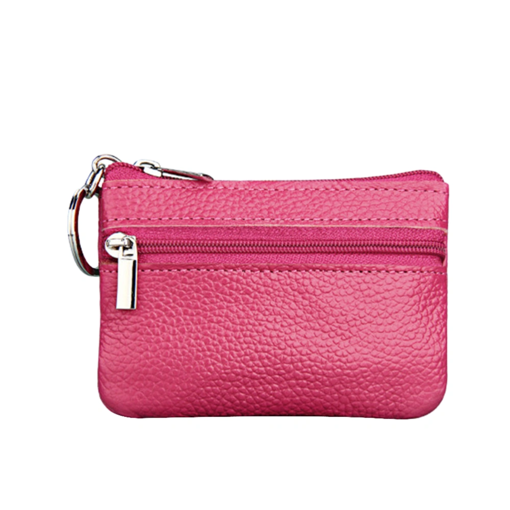 Multifunction Wallet Fashion Woman Coin Purse Simple Zipper Short Storage Bag for Coin Money Key (Rosy)