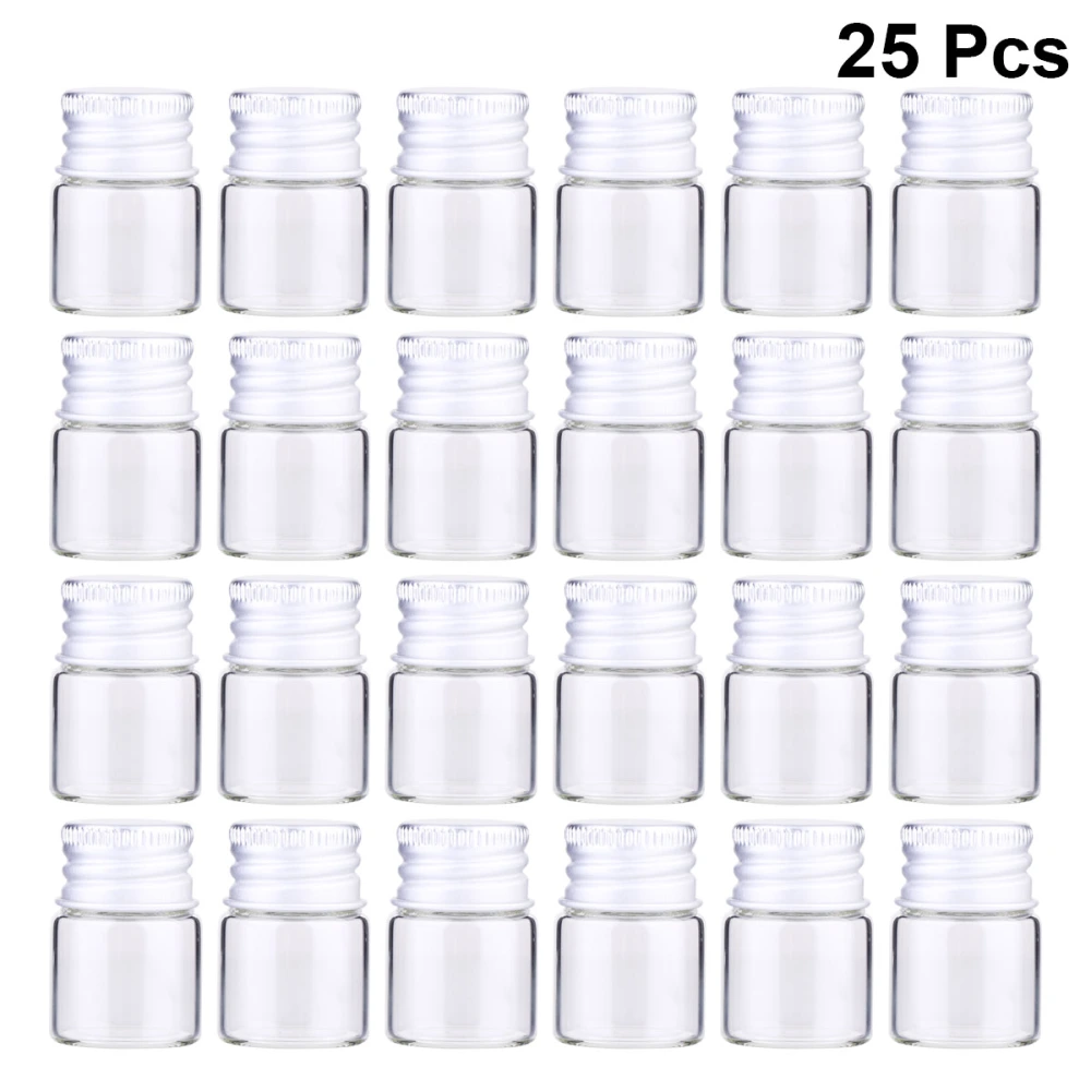 25pcs 5ml Glass Storage Bottles Aluminum Wish Jars Mini Glass Bottles Transparent Bottles