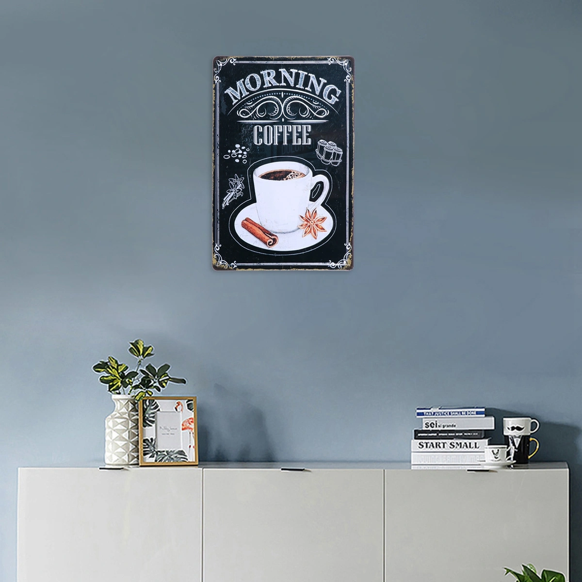 Simple Truth Vintage Decorative Signs Tin Metal Iron Car Sign Painting for Wall Home Bar Coffee Shop (MORNING COFFEE)