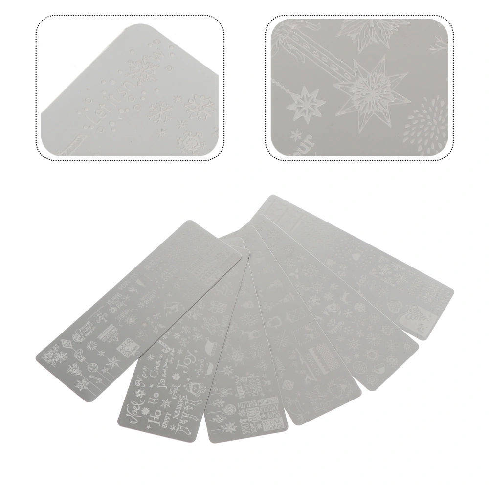 6pcs Xmas Manicure Templates Nail Printing Decals Plates Nail Beauty Supplies