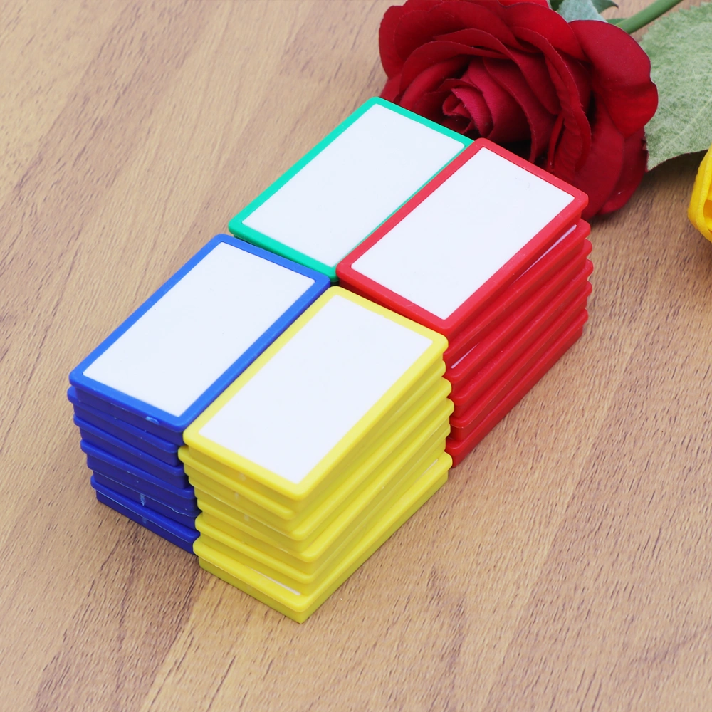 24pcs Writable Magnetic Buckle Label Magnet Nail Refrigerator Whiteboard Particle Magnetic Supplies (Yellow, Blue, Red and Green)