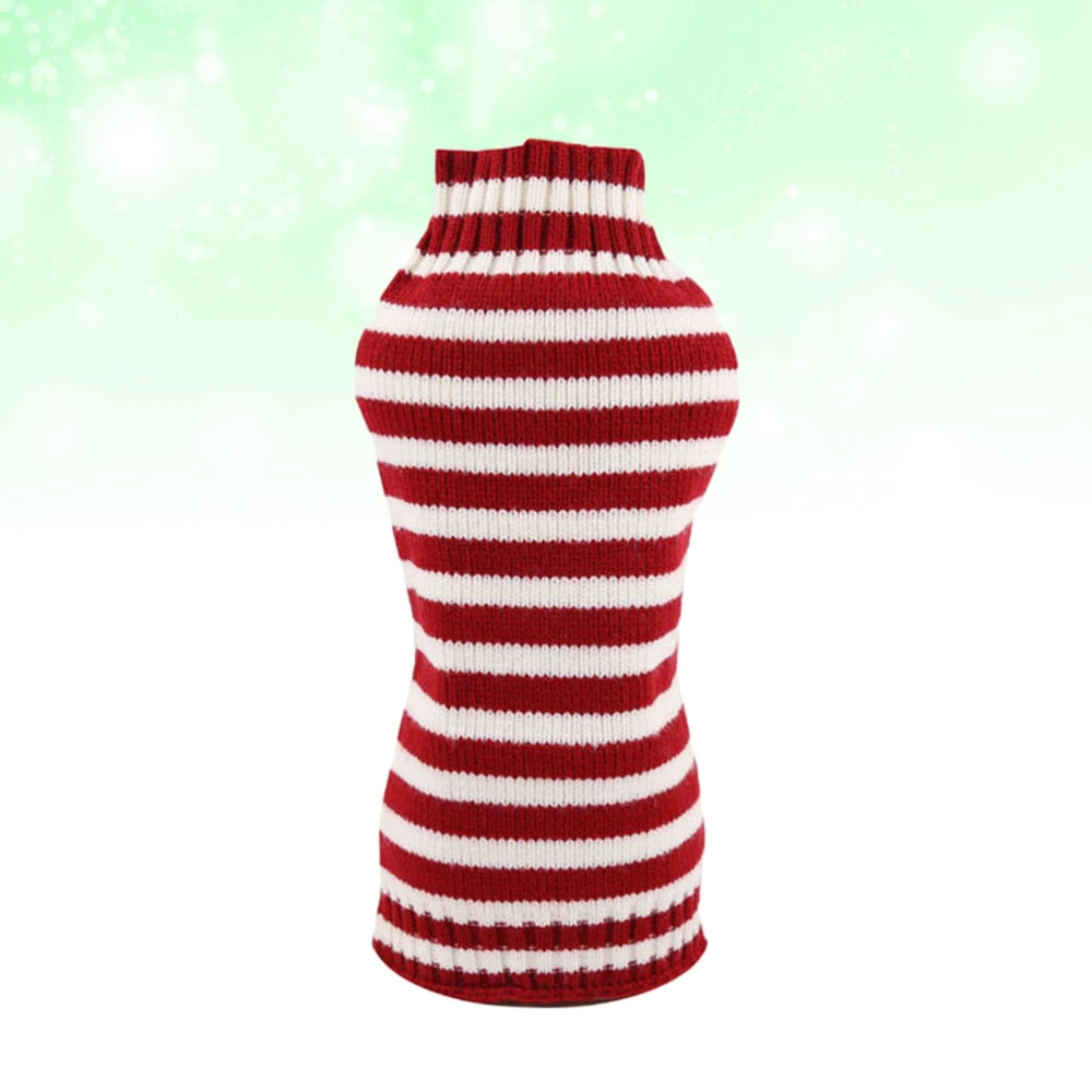 Dog Red and White Stripe Sweater Fashion Christmas Pet Costume Woolen Clothes (Fine Stripe, Size XL)