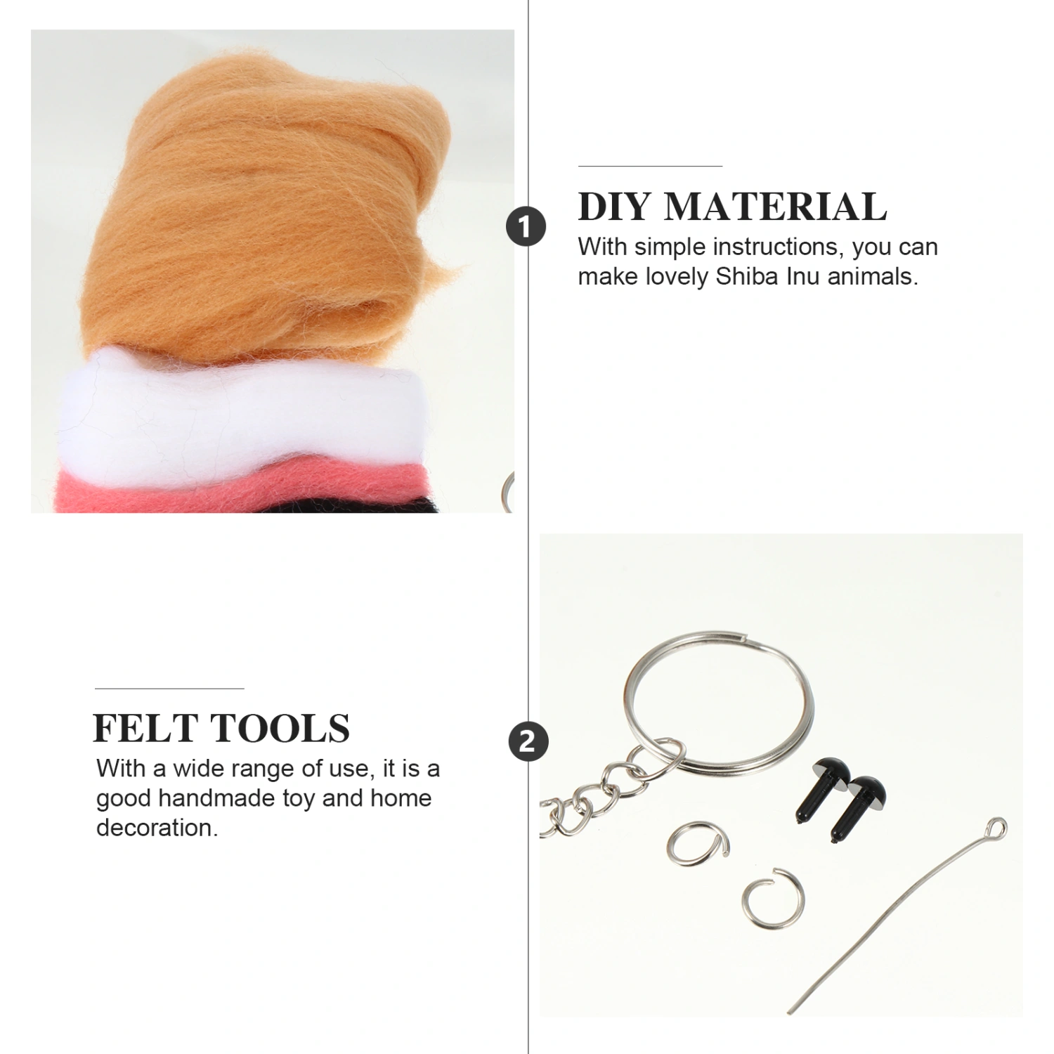 1 Set DIY Needle Felt Kit Handmade Dog Doll Wool Felting Beginner Materials