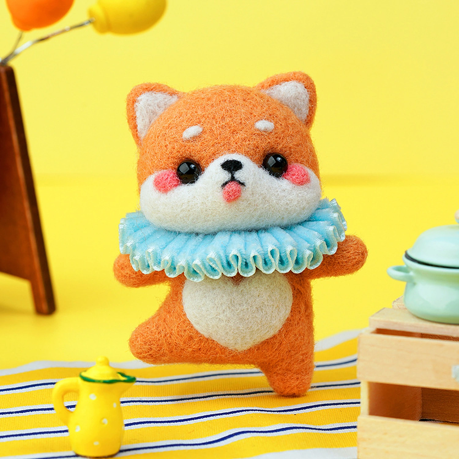 1 Set DIY Needle Felt Kit Handmade Dog Doll Wool Felting Beginner Materials