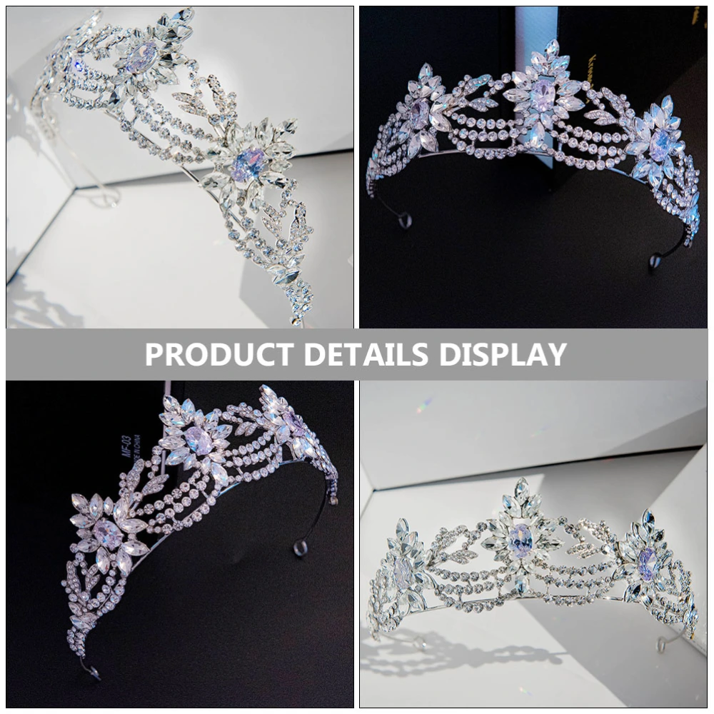 Luxurious Rhinestone Embellishment Crown Wedding Crown Shiny Bride Headdress