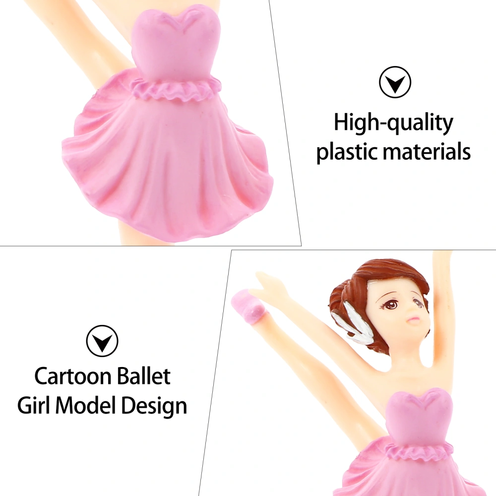 6 Pcs Plastic Adorable Ballet Girl Cake Topper Micro Landscape Keychain Decor