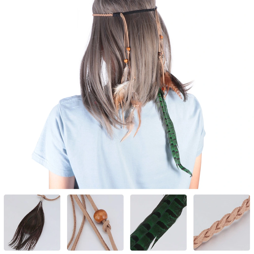 Feather Hairband Ethnic Style Feather Hairband Bohemian Style Headdress Feather Hair Ornament fo Woman Lady Girl