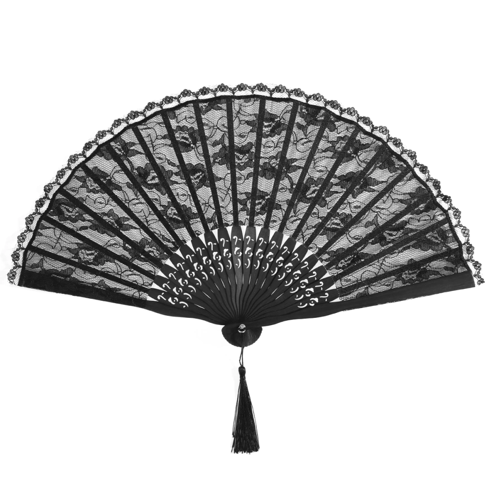 ROSENICE Spanish Victorian Hand Fan for Wedding Party Favor Fancy Dress (Black)