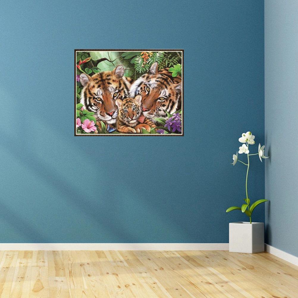 Tiger Unframed Beads Painting Handmade Wall Decoration Cross Stitch Printing Craft Kits (8513)