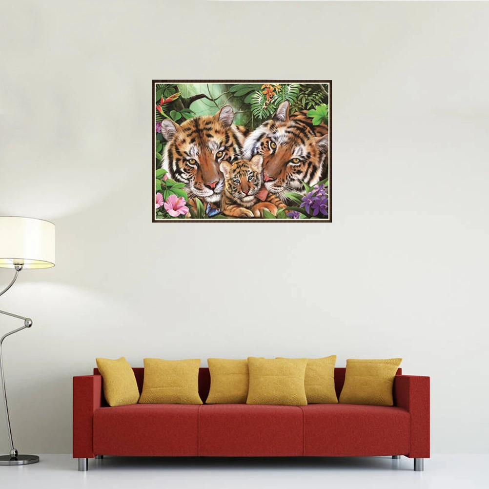 Tiger Unframed Beads Painting Handmade Wall Decoration Cross Stitch Printing Craft Kits (8513)