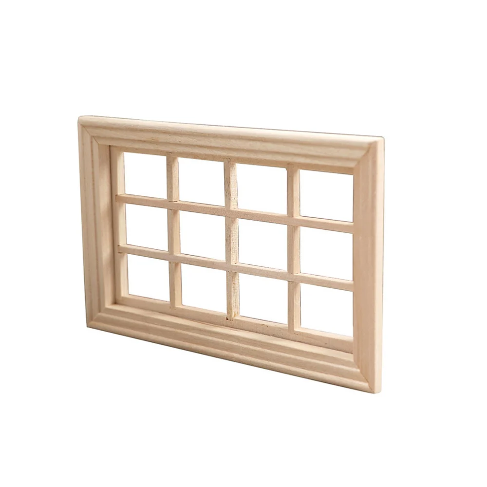 Decorative Mini Window Frame Model Mini House Decor Scene Layout Adorn (Beige)