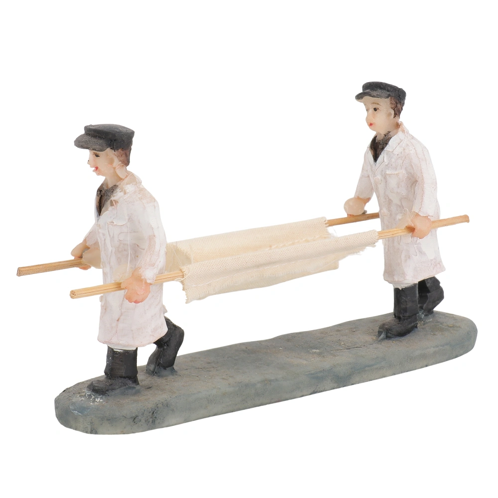 1pc Doctor Stretcher Carrying Model Resin Figure Ornament (Black White)