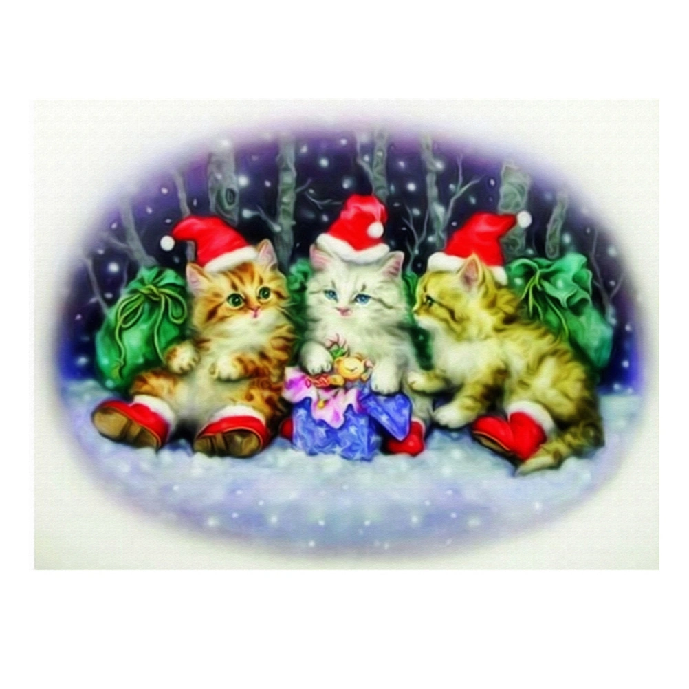 Diamond DIY Painting by Number Christmas Cat Crystal Rhinestone Paintings Pictures Arts Craft 7274