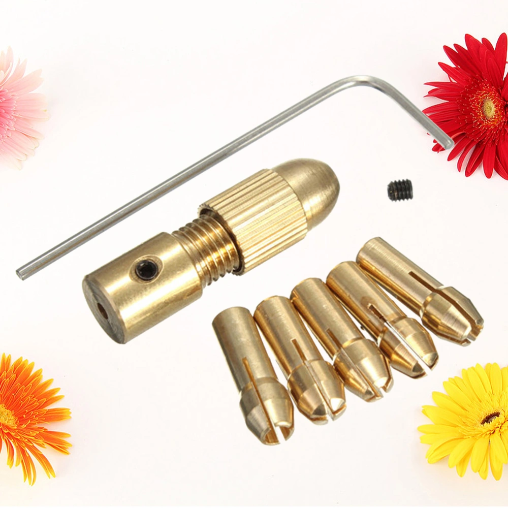 2.35mm Micro Drill Self-tightening Drill Bit Clamp Hand Drill Small Electric Grinder Woodworking Brass Drill Clip Chuck Tool Set(Golden)