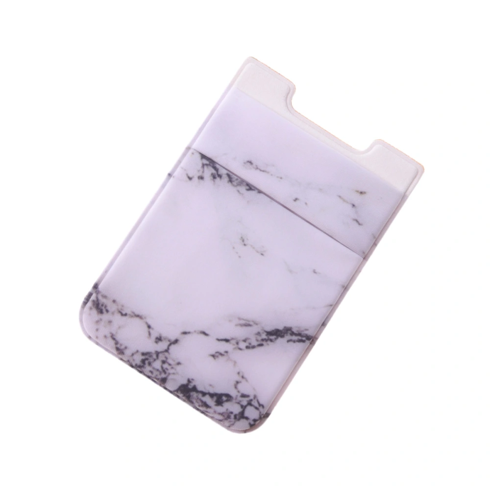 2PCS Marble Phone Pouch Self Adhesive Lycra Holder Cell Phone Back Patch Pocket (White)