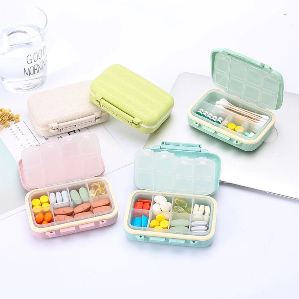 7 Days Weekly Health Care Portable Travel Pill Box Organizer Holder Tablet Medicine Storage Dispenser Cutter Vitamin Container Drug Cases (Beige)