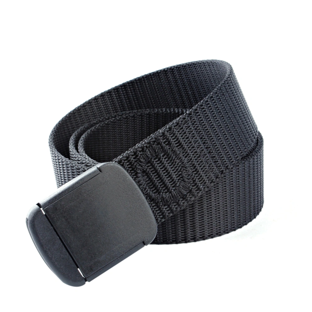 Men's Boys Outdoor Nylon Belt Waistband Quick Release Buckle Belt (Black)