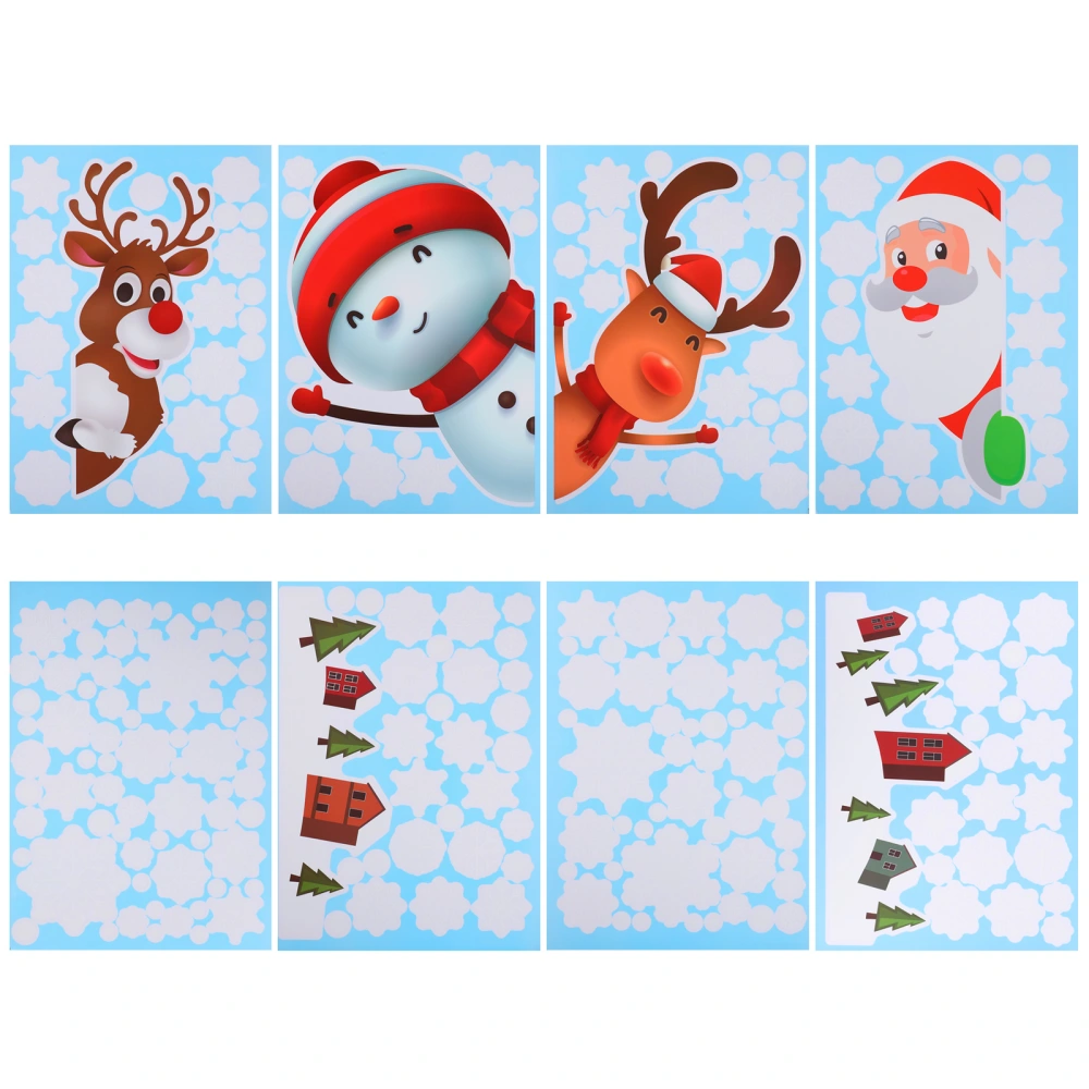 8 Pcs Christmas Wall Sticker Cartoon Wall Decal Static Window Stickers Removable Sticker