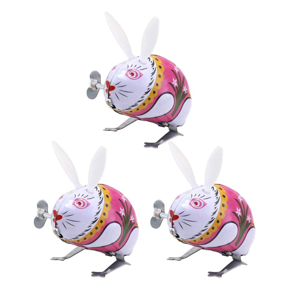 3pcs Kids Classic Toy Wind Up Toys Wind-up Rabbit Jumping Iron Animal Toy Action Toy