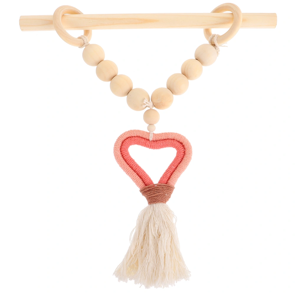 1Set Wooden Bead Curtain Tieback Curtain Holder Curtain Tie with Heart Shape Tassel