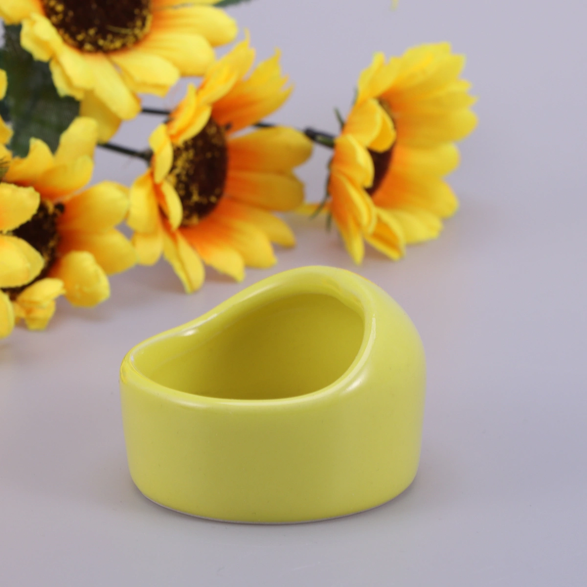 Ceramic Prevent Tipping Moving and Chewing Food Dish Hamster Bowl for Small Rodents Gerbil Hamsters Mice Guinea Pig Cavy Hedgehog (Yellow)