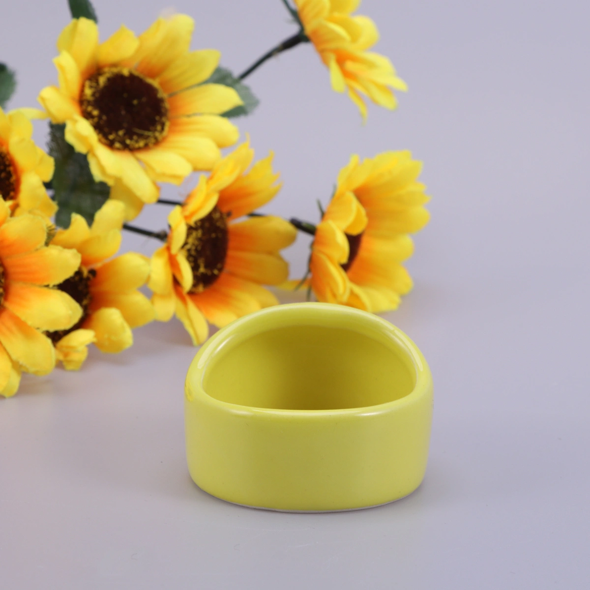 Ceramic Prevent Tipping Moving and Chewing Food Dish Hamster Bowl for Small Rodents Gerbil Hamsters Mice Guinea Pig Cavy Hedgehog (Yellow)