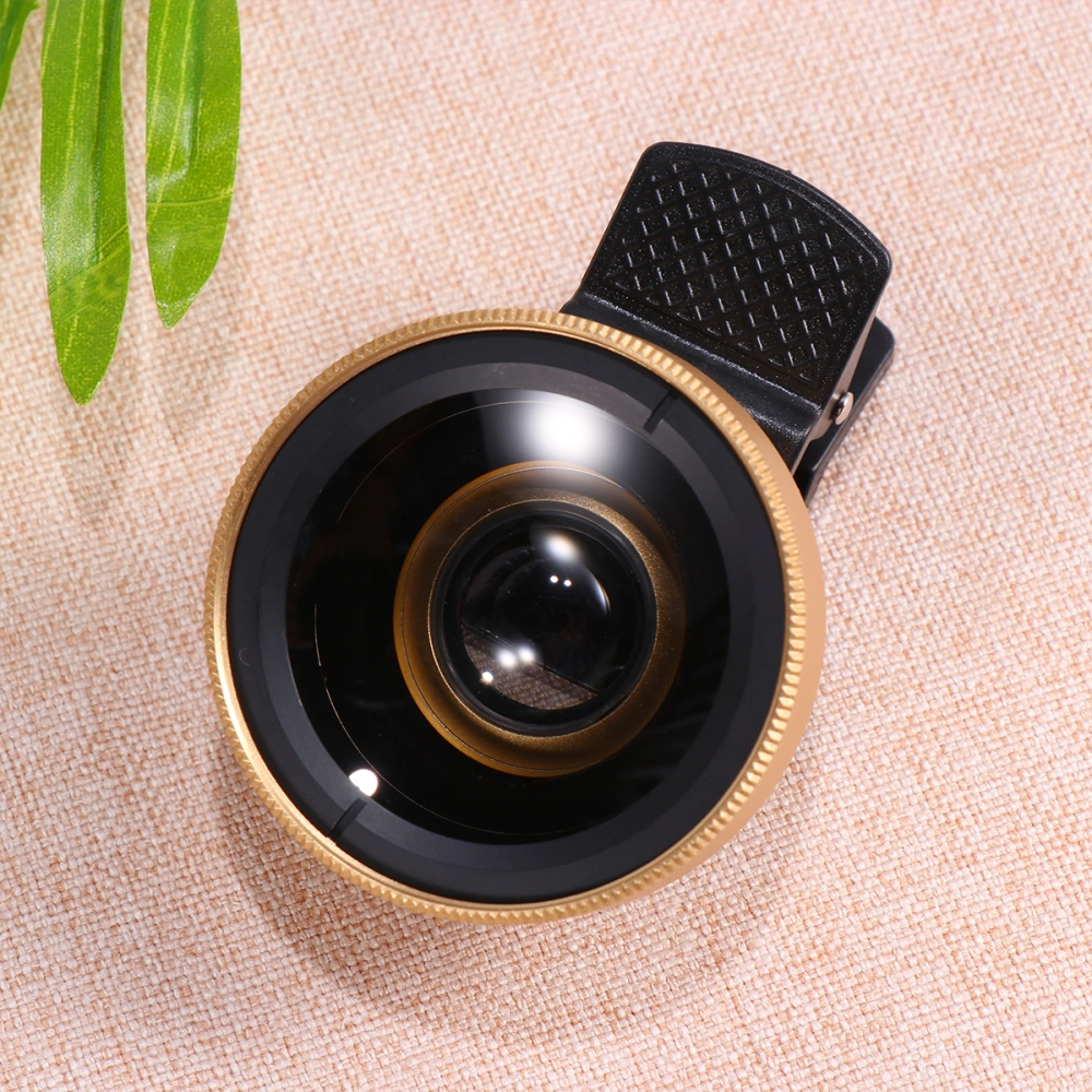 2 in 1 Phone Camera Lens Wide Angle Macro Lens Outer Mobile Phone Lens for Smartphone (Golden)