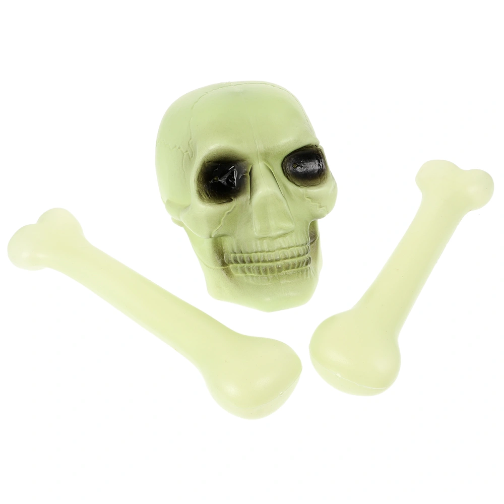 1 Set 3 Pcs Halloween Skull Bones Set Bar KTV Scene Layout Props (Green)