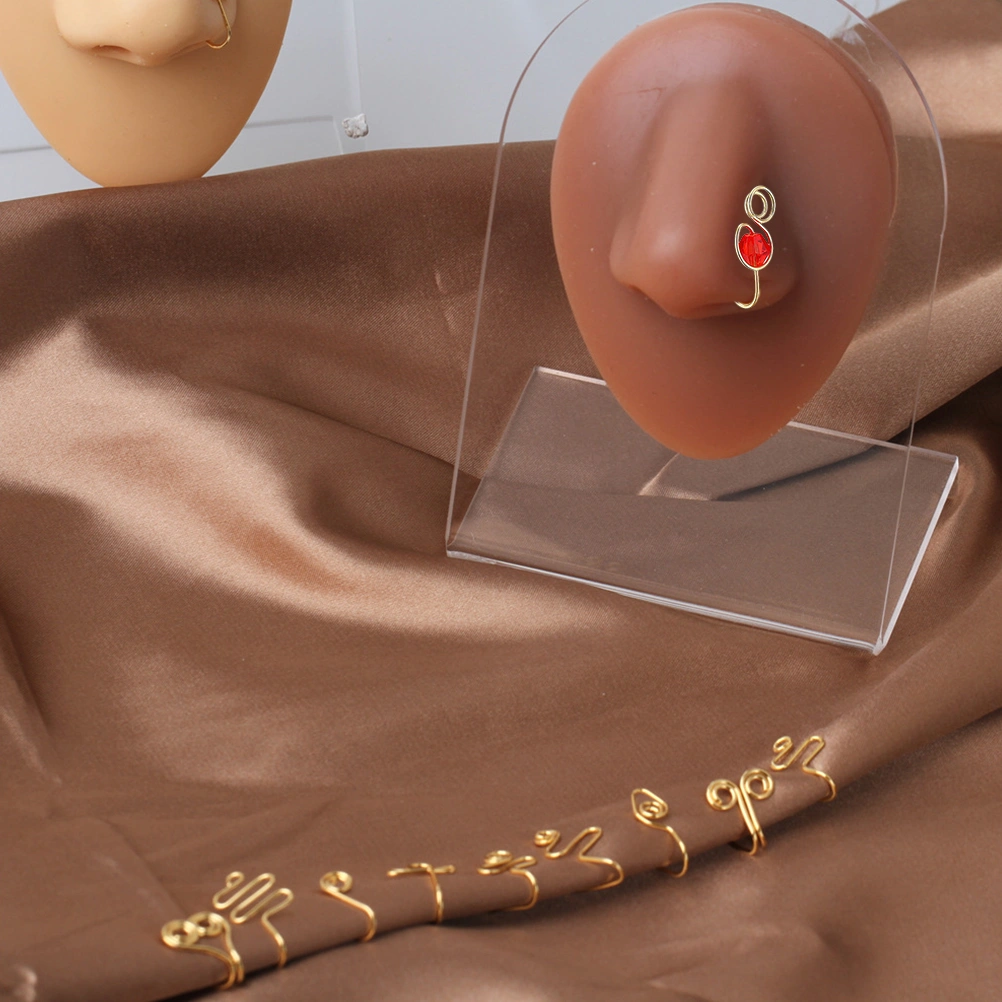 12pcs Nose Cuffs Nose Rings Rhinestone African Nose Cuffs Nose Jewelry