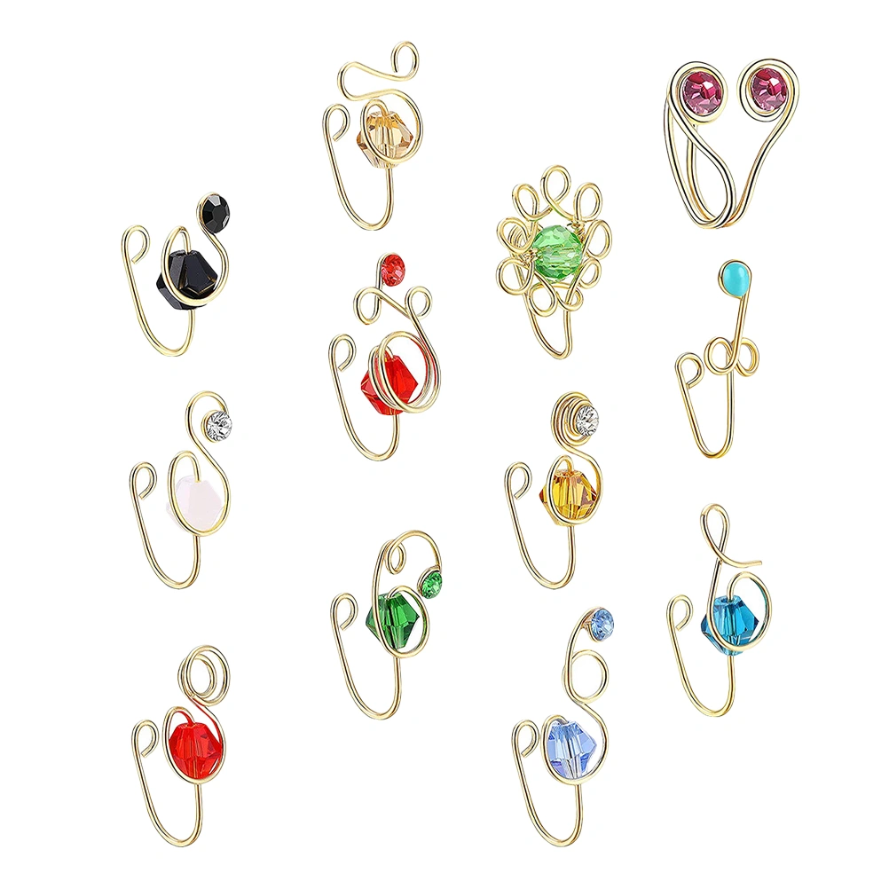 12pcs Nose Cuffs Nose Rings Rhinestone African Nose Cuffs Nose Jewelry