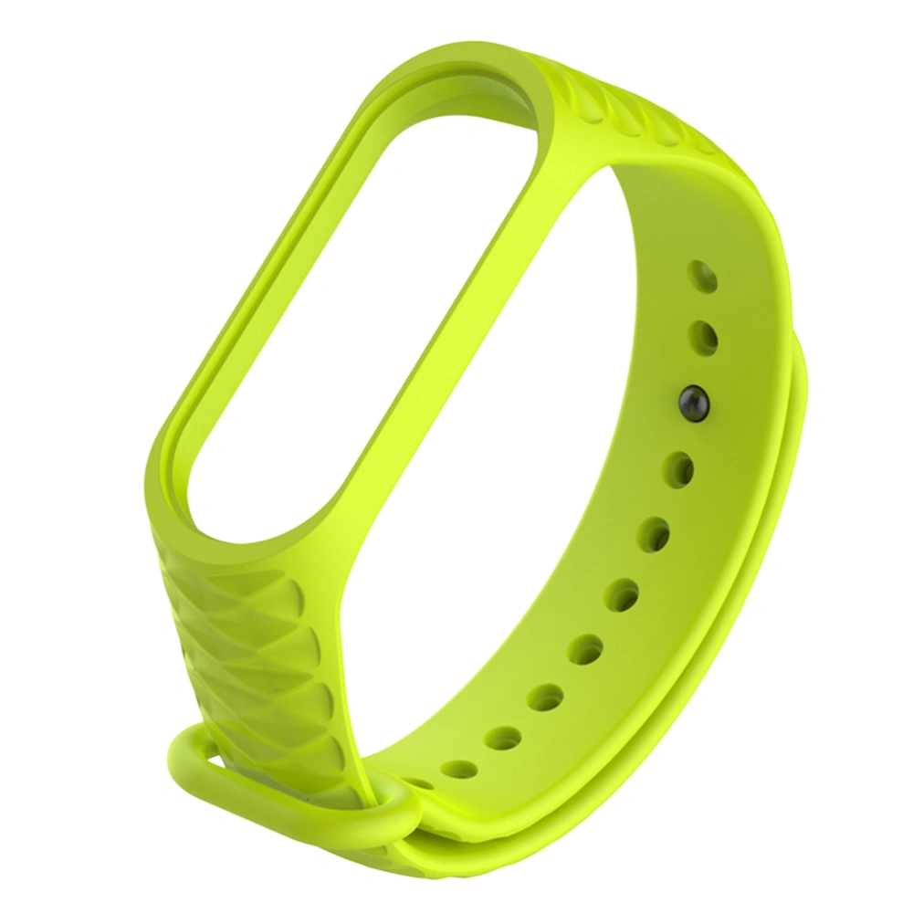 Silicone Strap Band Replacement Bracelet Montre Wristband TPU Diamond Pattern for Xiaomi Mi Band 3 Smart Band (Lime)