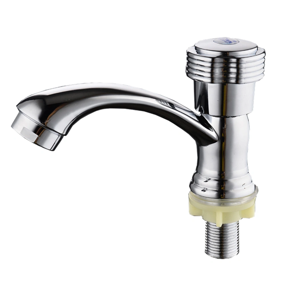 Bathroom Faucet Zinc Alloy Basin Faucet Deck Mounted Sink Single Cold Single Handle Tap Corrosion Resistance Taps (Silver)