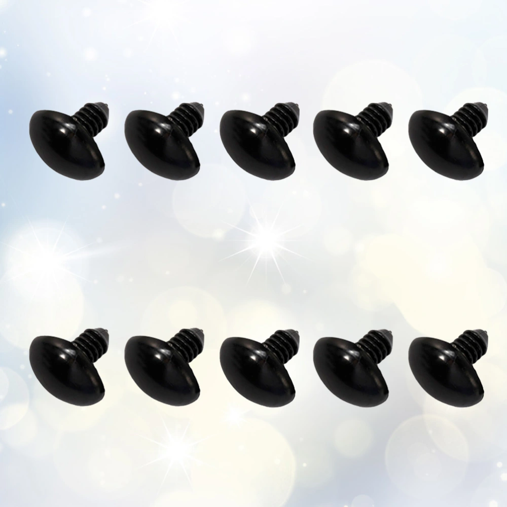 200pcs Black Craft Animal Bear Doll Nose Plastic Screw Nose for DIY Plush Toy Scrapbooking Crafts Projects Size 14mm