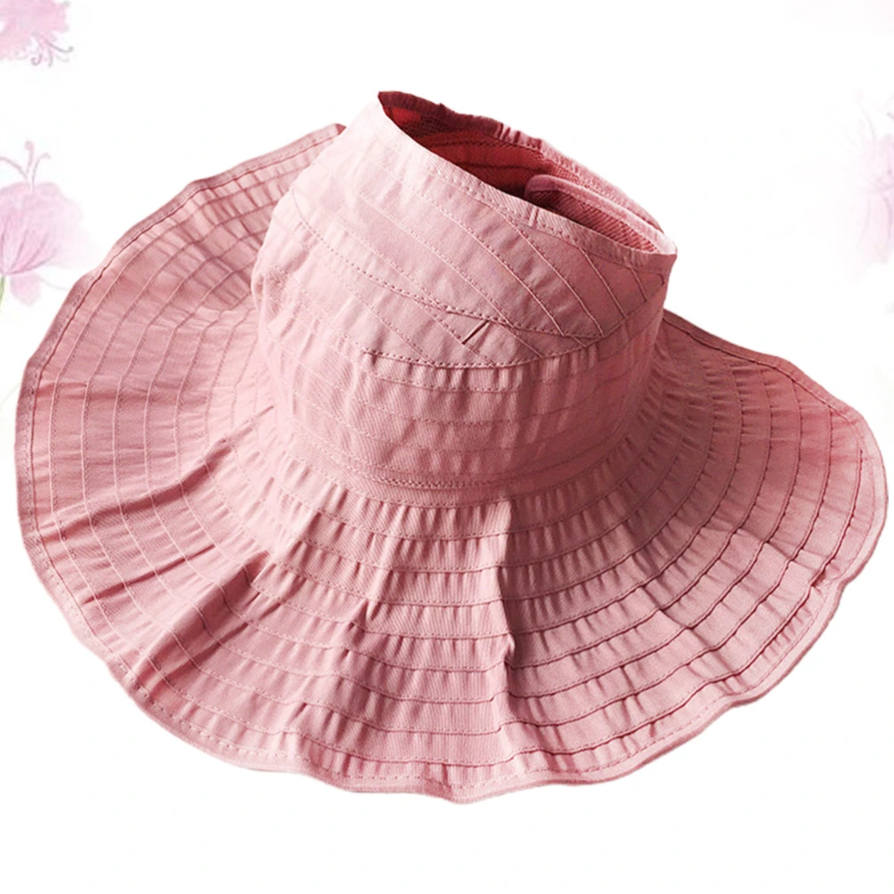 All-Match Bucket Hat Large Brim Fishing Hat Open Fisherman Sun Protection Dark Pink