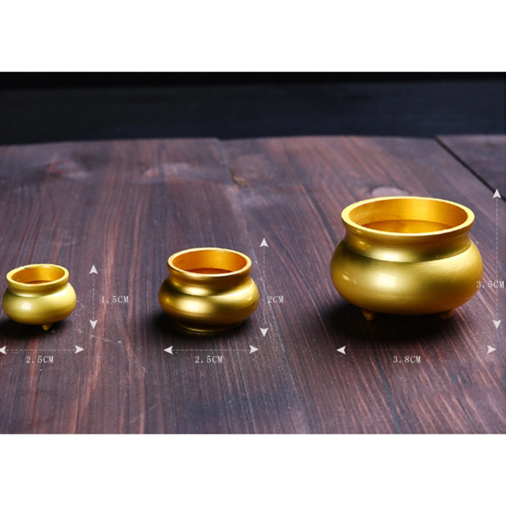 Mini Copper Incense Burner Incense Burner Health Sandalwood Aromatherapy (Brass Small Height 1.5cm Diameter 2.5cm Golden)