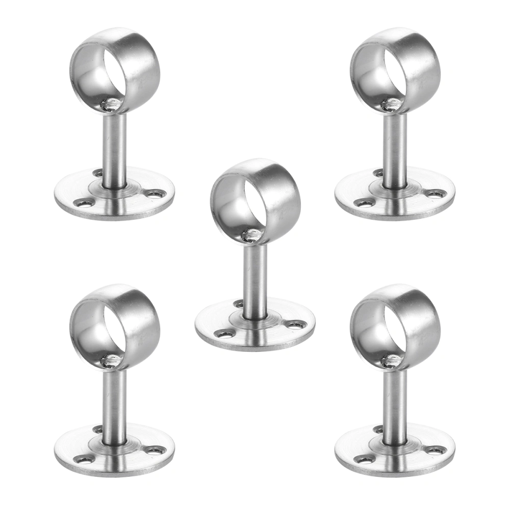 5PCS Round Shape 22mm Diameter Stainless Steel Coloset Pole Socket For Closet Curtain