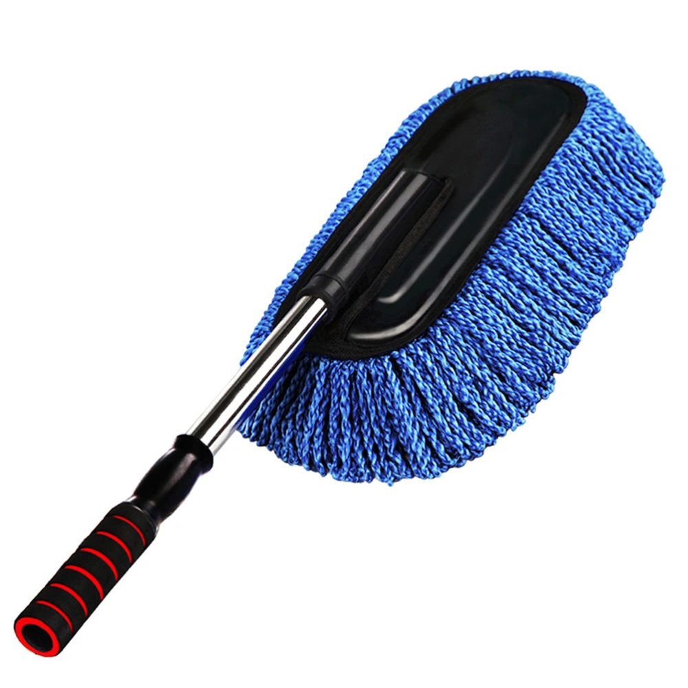 Super Car Cleaning Supplies Microfiber Duster Interior Cleaner with Long Retractable Handle to Trap Dust and Pollen for Car Bike RV Boats or Home Use (Blue)