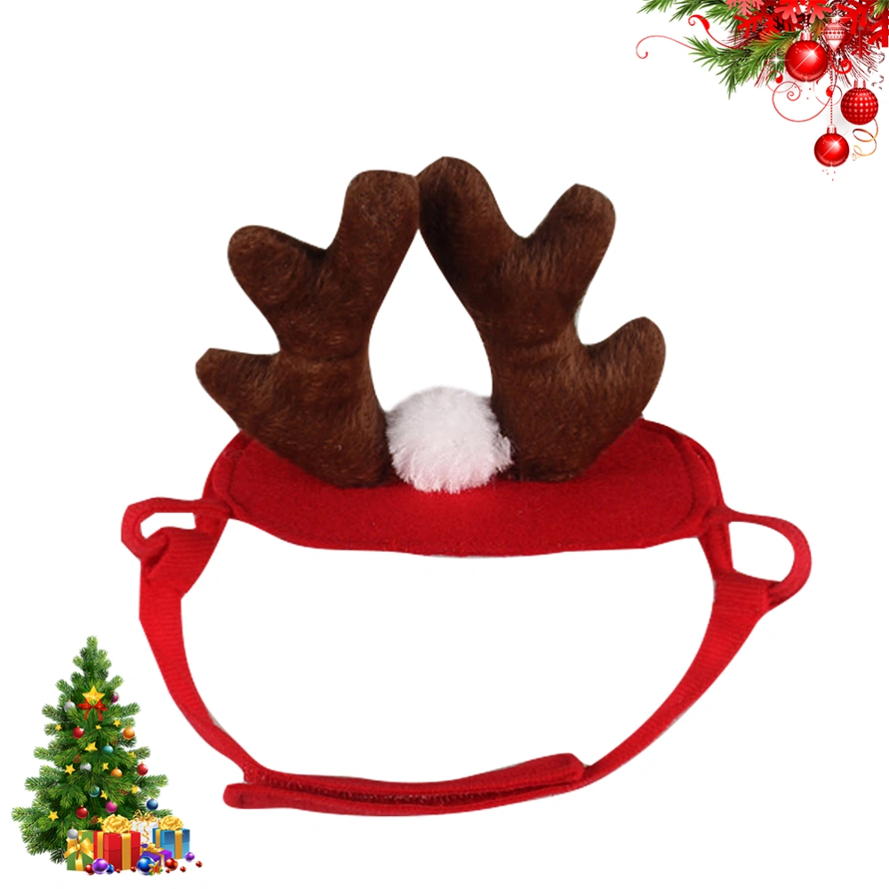 Christmas Pet Antlers Headdress Lightweight Festive Dog Headband Cat Deer Headwear Special Events Costume Party Pet Ornament (Average Size, Red)