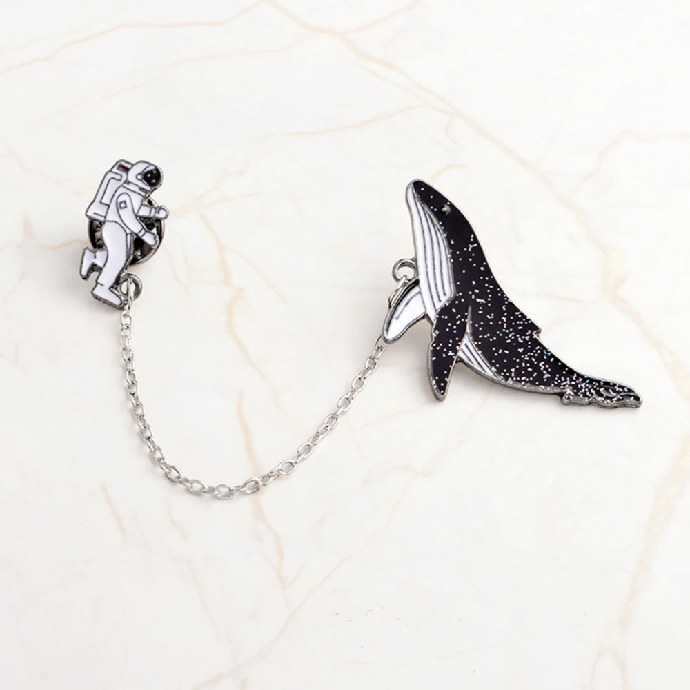 Cartoon Fashion Creative Astronaut and Whale Design Brooch Animal Brooch Charm Costume Jewelry Pin