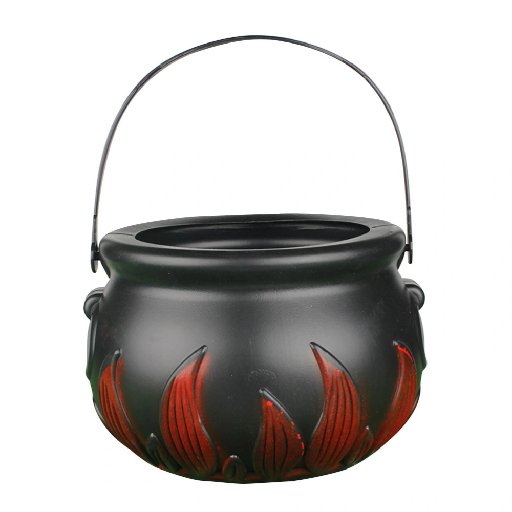 Halloween Black Witch Buckets Flame Pumpkin Bucket Portable Candy Holder Scene Decoration